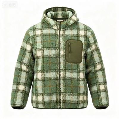 Yarn‑Dyed Plaid Teddy Sherpa Hooded Full‑Zip Jacket best
