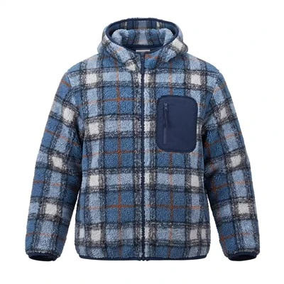 Yarn‑Dyed Plaid Teddy Sherpa Hooded Full‑Zip Jacket